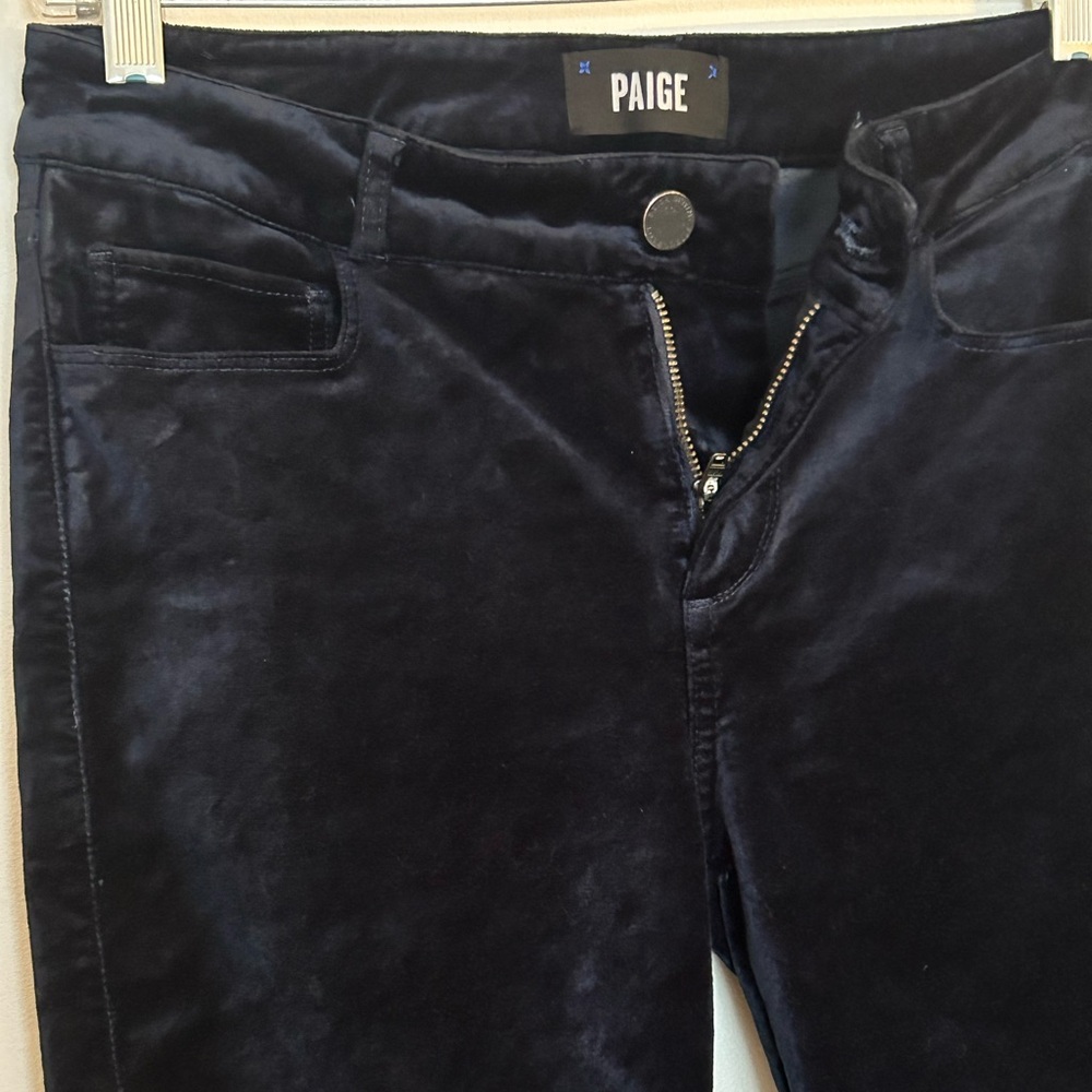 PAIGE Verdugo Ankle Midnight Blue Velvet Pants